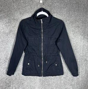 Old Navy Utility Field Jacket Womens Sz XS Washed Black Cotton Pockets Full Zip - Picture 1 of 7