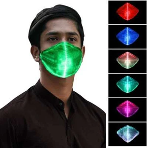 LED Mask with 7 Color Glowing Luminous Mask Party Festival Light Up Face Mask - Picture 1 of 6
