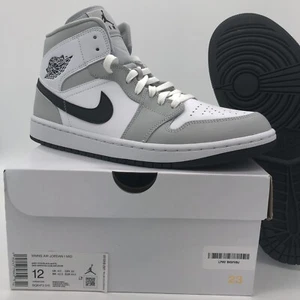 Nike Air Jordan 1 Mid Light Smoke Grey Fog Shoes Womens Sz. 12 BQ6472-015 - Picture 1 of 9