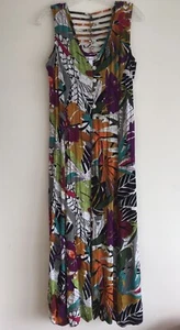 Boho Crinkle Gauze Long Colorful Maxi Vintage Summer Dress Large - Picture 1 of 2