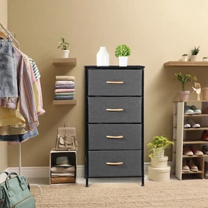 4 Drawer Fabric Dresser Storage Tower Organizer Unit for Bedroom Closet Hallway - Picture 1 of 21