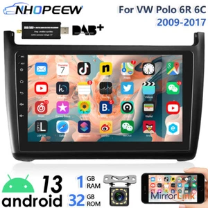 Radio de coche para VW Polo 6R 6C 2009-2017 DAB+ 9" Android 13 WIFI BT GPS NAVEGACIÓN RDS FM - Imagen 1 de 16