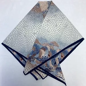 Cornelia James Scarf~Bird & Giraffe Design~Pre-loved~Ivory~Blue~Brown~30"x30" - Picture 1 of 8