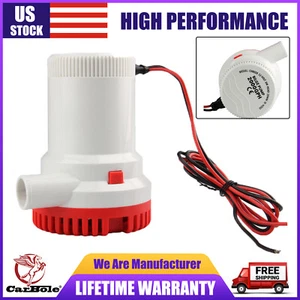 2000GPH Bilge Pump Boat Marine Submersible Water Pump Non-Automatic 1-1/8" 12V - Picture 1 of 13