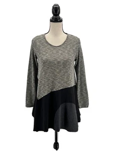 Comfy USA Womens Tunic Black XS Asymmetrical Mixed Fabrics Long Sleeves - Picture 1 of 5