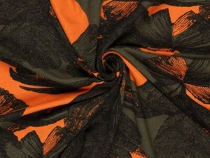 0,50 m Jersey Feinstrick Punta di Roma Blätter Stoff Meterware n - Bild 1 von 4