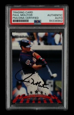 Paul Molitor Signed 1998 Donruss #1 Card Auto PSA B - Image 1 of 2