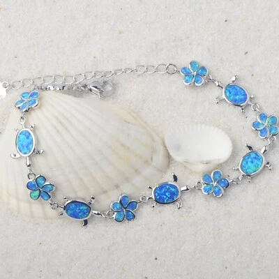 Pulsera tortuga ópalo azul hawaiano 925 astilla joyería para mujeres niñas Foto 1 de 4