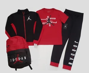 NIKE JORDAN Shirt Jacket Joggers Tracksuit Backpack 4Pc Set Lot Size L (12-14) - Picture 1 of 13