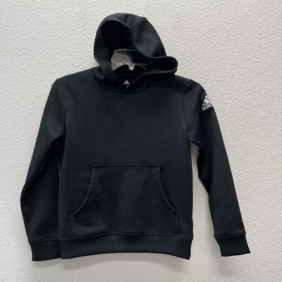 ADIDAS Sweatshirt Hoodie Youth SMALL Black Pullover Hood Top Shirt - Image 1 of 4