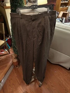 VINTAGE Men's Brown 40x30 Triple Pleated Slacks Dress Pants Trousers. cuffed - Picture 1 of 6
