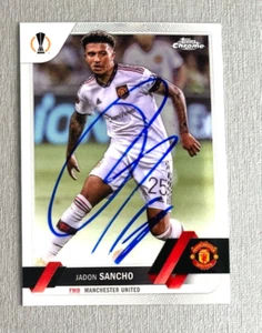JADON SANCHO Manchester United In-person signed  Topps Chrome - Picture 1 of 2