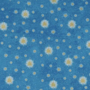 Three Wise Men Stars Gold Metallic Blue 100% Cotton Fabric by The Yard - Picture 1 of 1