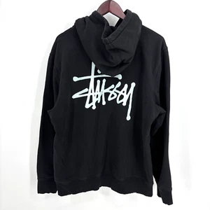 Sudadera con capucha básica Stussy para hombre grande negra con logotipo sudadera con capucha deletreada - Imagen 1 de 13