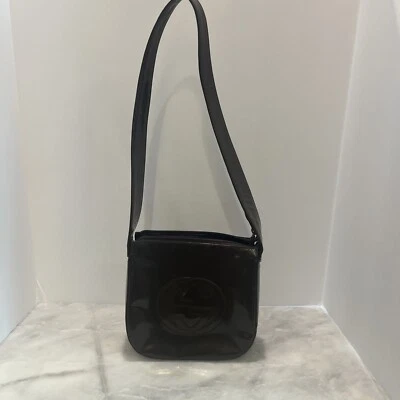 Bolsa de ombro GUCCI couro envernizado marrom - Imagem 1 de 4
