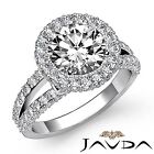 Round Pave Bezel Diamond Split Shank Engagement Ring GIA F VVS2 Platinum 2.56Ctw