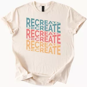 Recreate Graphic Tee Retro Style Trendy Casual Shirt - Picture 1 of 4