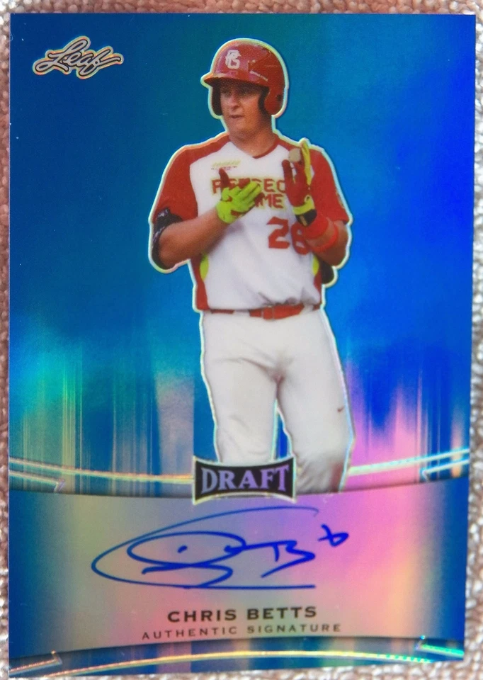 Chris Betts 2015 Leaf Metal Draft Blue Prismatic Auto #27/50 Tampa Bay Rays - Image 1 of 1