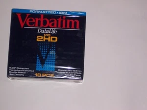 1 IBM NEW SEALED BOX OF 10 PCS Formatted Verbatim DataLife Diskettes 5.25" - Afbeelding 1 van 3
