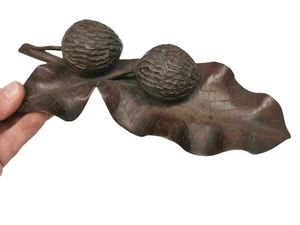 alte Tintenfass in Nussform, Holz geschnitzt, Skulptur Schwarzbohrer signiert - Bild 1 von 10