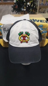 NWOT CHICAGO BLACKHAWKS TWINS ENTERPRISE CAP HAT LOGO ADJUSTABLE STRAP SAMPLE - Picture 1 of 5