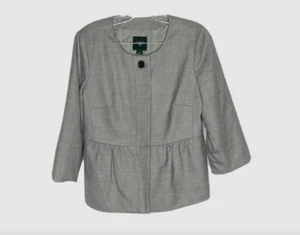 J Crew Suiting Gray Peplum 3/4 Sleeve Wool Blend Jacket Blazer XS - Picture 1 of 4