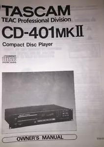 TASCAM CD-401MK2 STUDIO CD PLAYER MANUAL (COPY) - Picture 1 of 1