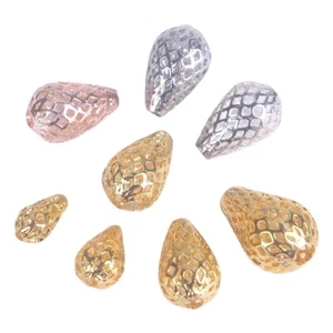 6x10mm 8x12mm 10x15mm 12x18mm Teardrop Hollow Mesh Brass Metal Plated Loose Bead - Picture 1 of 7