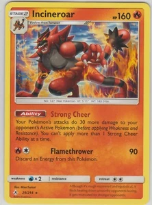 Pokemon TCG SM Unbroken Bonds 29/214 Incineroar Black Star Tarjeta Rara - Imagen 1 de 1