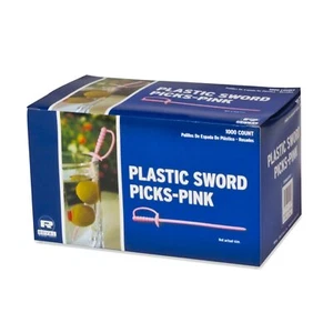 Royal Paper 1000/Box Pink Plastic Sword 3.25'' Food Picks - Picture 1 of 1