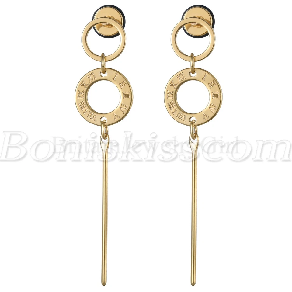 Pendientes colgantes de borla con anillo de números romanos de acero inoxidable para mujer 2 un. Foto 1 de 1