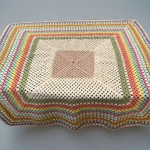 Granny Square Afghan Large Crochet Blanket Throw Boho Multicolor Farmhouse 54” - Picture 1 of 8