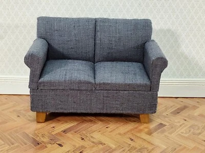 Sofá moderno para casa de muñecas sofá sofá sofá sofá pequeño gris oscuro escala 1:12 miniatura Foto 1 de 4