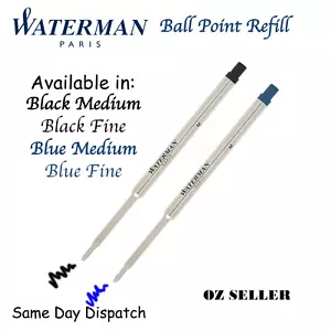 GENUINE WATERMAN BALLPOINT REFILL - MEDIUM & FINE - BLACK & BLUE BALL PEN - Picture 1 of 9