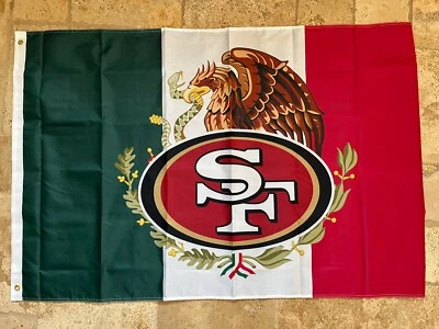 San Francisco 49ers Mexican Flag 3x5 Ft. Flag - Two Sided Same Image 3 Layers