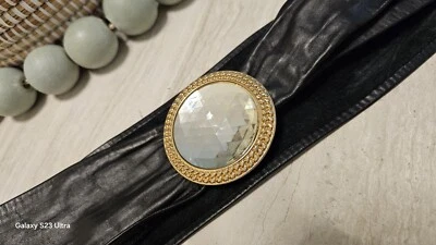 Cinturón de cuero Gutos vintage con hebilla grande de cristal, diseño registrado, Alemania Foto 1 de 4