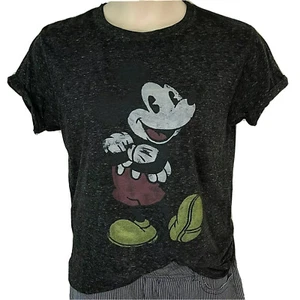 Authentic Disney Adult Mickey Mouse Tee Heather Black Dark Gray S Distressed Top - Imagen 1 de 9