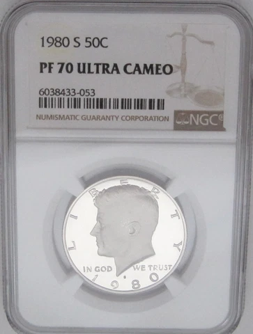 1980-S KENNEDY HALF DOLLAR NGC PF70 ULTRA CAMEO - A Bright, New Slab = The BEST Cover