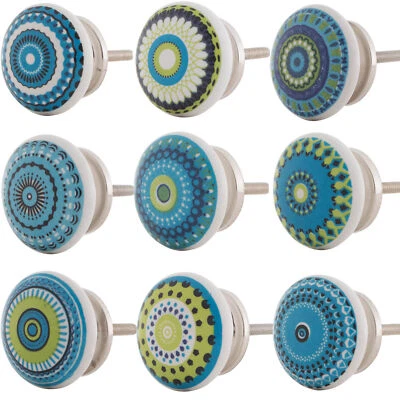 Möbelknopf Porzellan Möbelknauf Kommodenknopf blau Keramik Vintage Shabby  - Bild 1 von 2