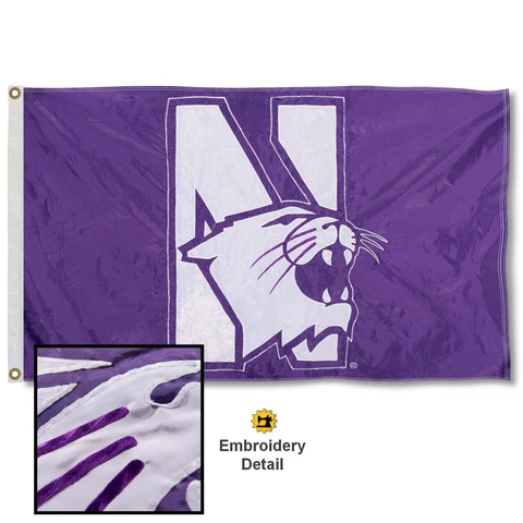 Northwestern University Embroidered and Appliqued Nylon Flag Cover