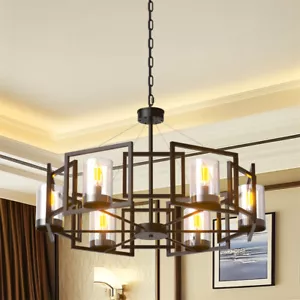 6-Lights Industrial Ceiling Chandelier Dining Room Pendant Lamp Warm Lighting US - Picture 1 of 16