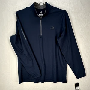 Adidas Golf 1/4-Zip Pullover Mens XL Crew Navy Blue 3-Stripe Midweight Layering - Picture 1 of 10