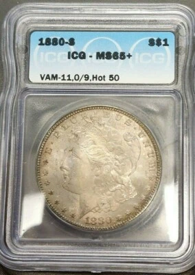 1880-S Morgan Silver Dollar - ICG MS65+ VAM-11, 0/9 Overdate, Beautiful! Hot 50! - Image 1 of 4