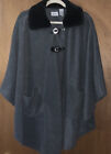Le Moda Womens Blk Faux Fur Collar 2 Hook/Snap Front Cape/Shawl 1 Size Preowned