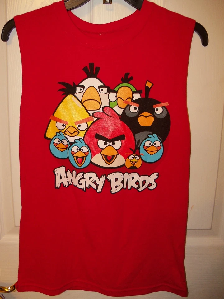 Camisa Angry Birds Roja Sin Mangas Niños Talla 14/16 Grande Nueva Con Etiquetas           Foto 1 de 1