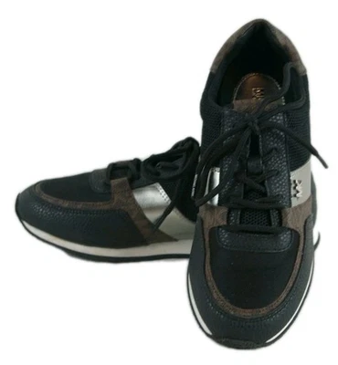 Michael Kors Billie Trainer Lace Up Black, Brown, & Silver Shoes Women's Sz 6.5 - Image 1 of 4