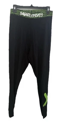 Leggins Savage X Fenty Forever 1X Negro Verde Logo Yoga Atletismo Cintura Alta Foto 1 de 4