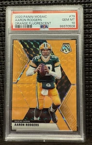 2020 Panini Mosaic /25 Aaron Rodgers arancione fluorescente PSA 10 - Foto 1 di 3
