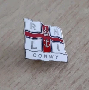 RNLI Station Flag Lifeboat Enamel Pin Badge Conwy - Picture 1 of 2