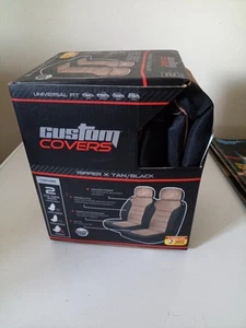 Universal Fit Custom Covers Low Back Tan/Black - Picture 1 of 5